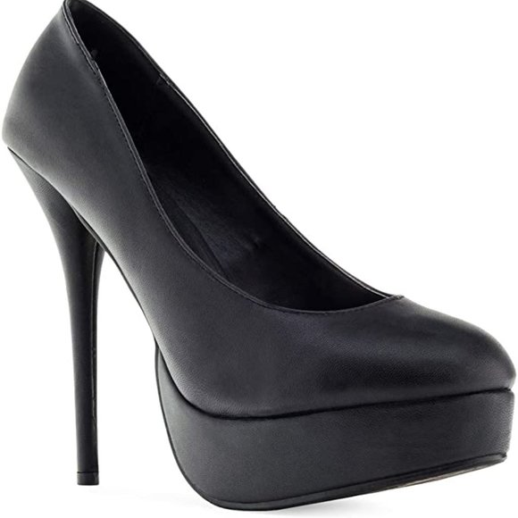 ❤ Size 10.5/11 Black Platform Pumps, Stiletto Heels (sized 43) Andres Mochado - Picture 1 of 7
